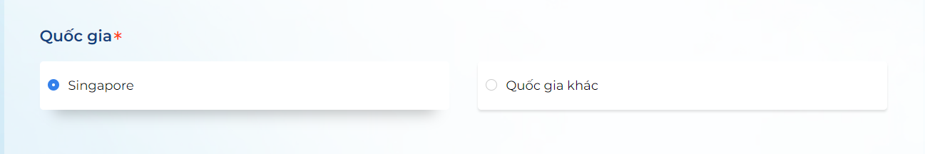 Chọn quốc gia phù hợp