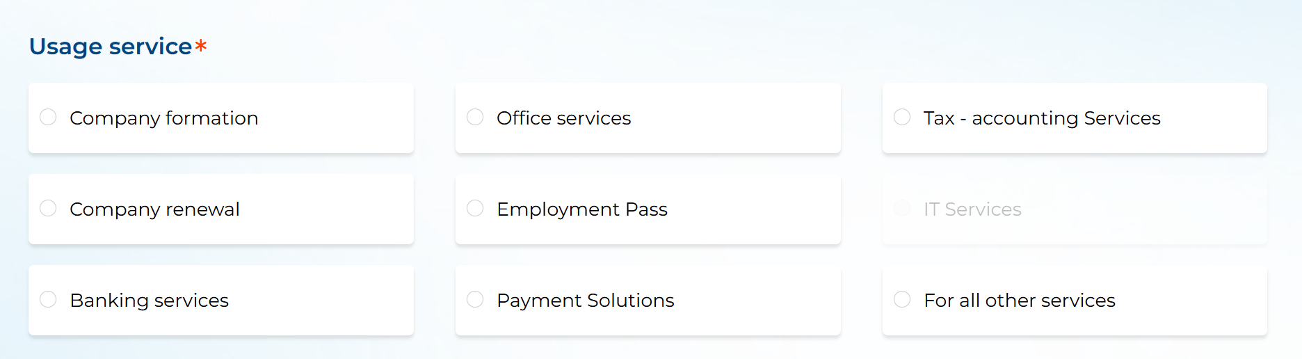 Select the service
