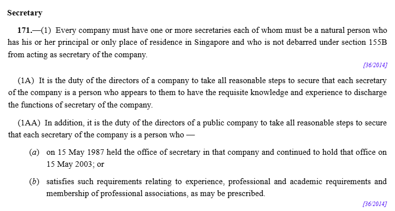 Secretary requirement