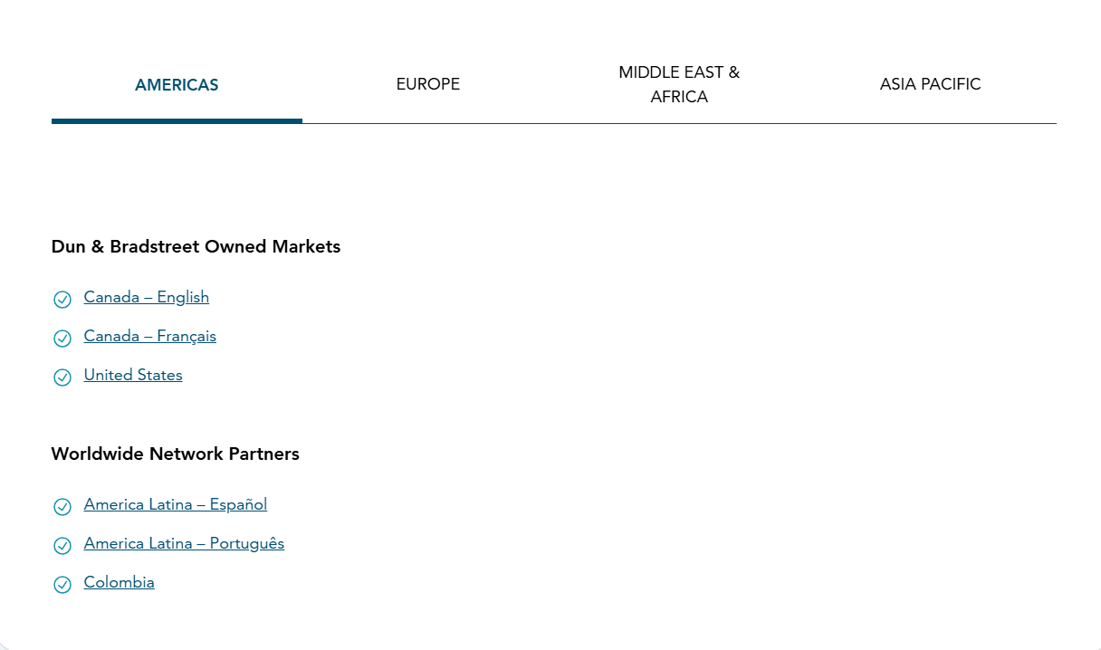 Check to see if your country is DUNS supported