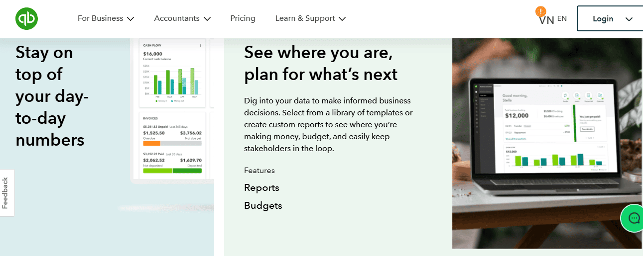 Quickbooks homepage