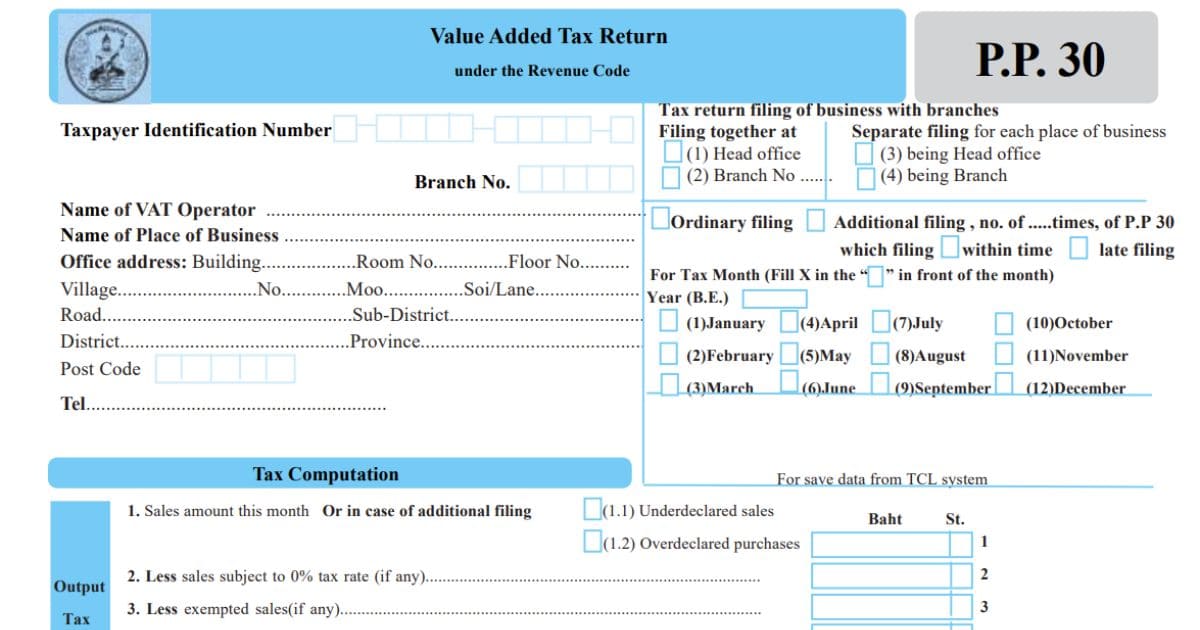 Nộp Form VAT 30 cho Cục thuế Thái Lan