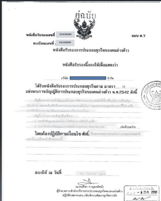 Foreign business certificate