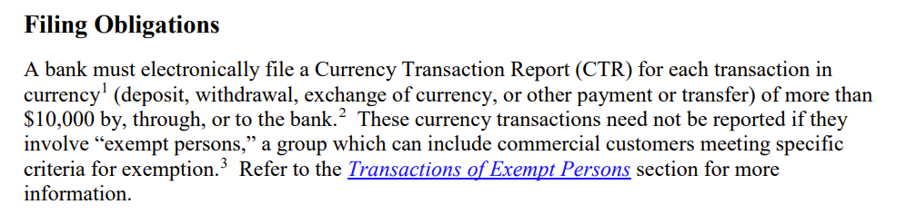 Filing obligation in the U.S