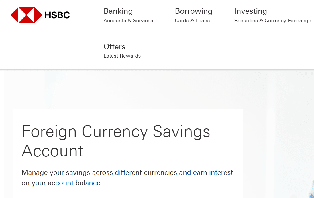 HSBC Foreign Currency Savings Account