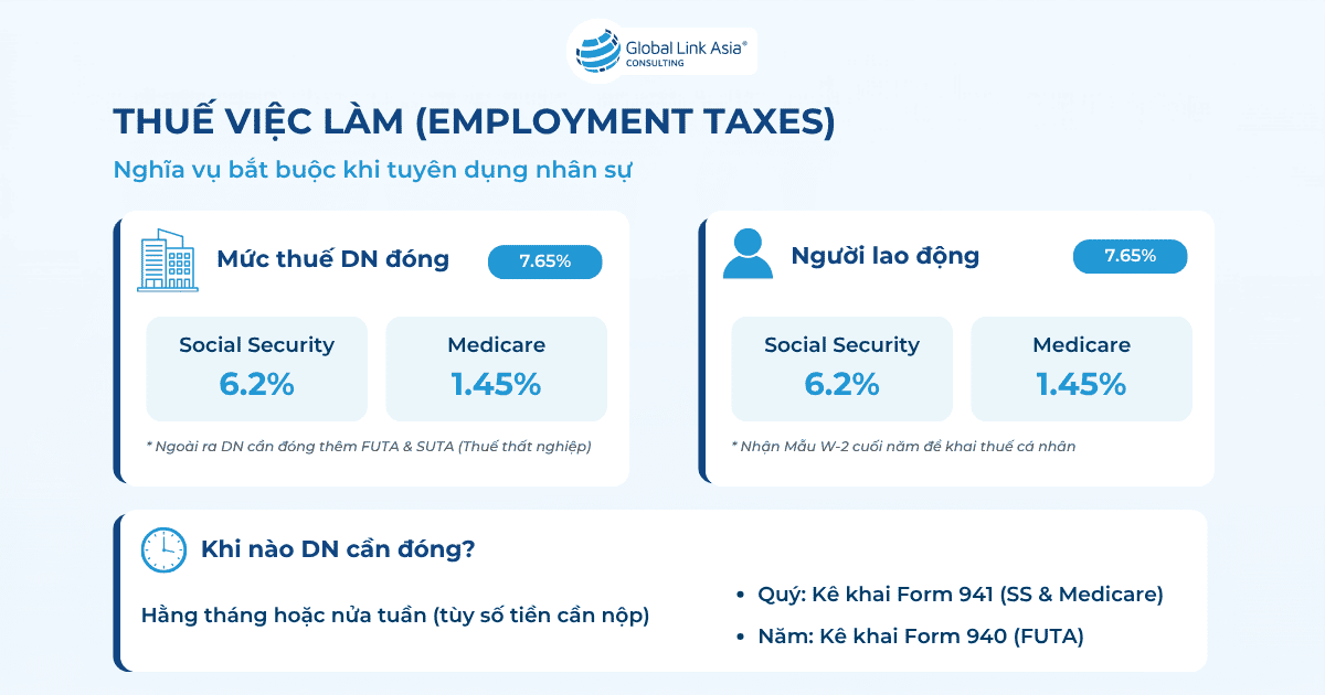 Thông tin về thuế việc làm (Employment Taxes) tại Mỹ