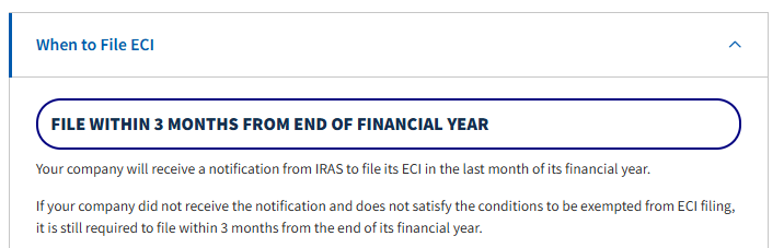 Hướng dẫn của Cục thuế Singapore (IRAS) về thời hạn nộp Báo cáo Thu nhập chịu thuế ước tính (ECI)